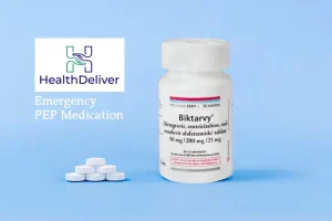 Biktarvy HIV PEP medication bottle with tablets HealthDeliver
