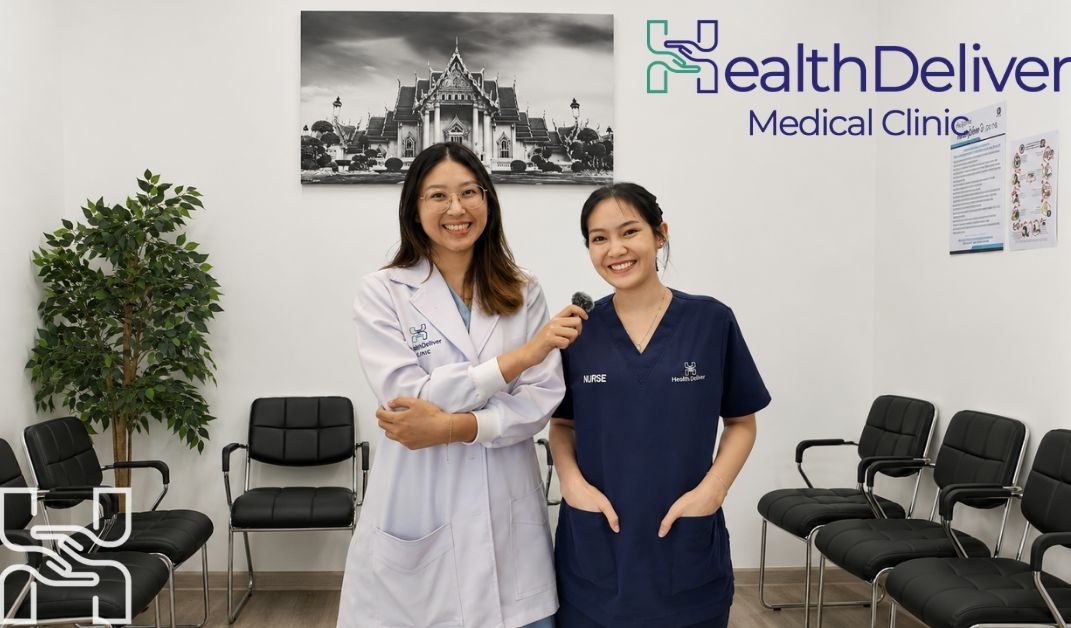 HealthDeliver Clinic Phrom Phong: English-Speaking Doctors on Sukhumvit 24 3 Doctor and nurse in the waiting room at HealthDeliver Clinic Phrom Phong