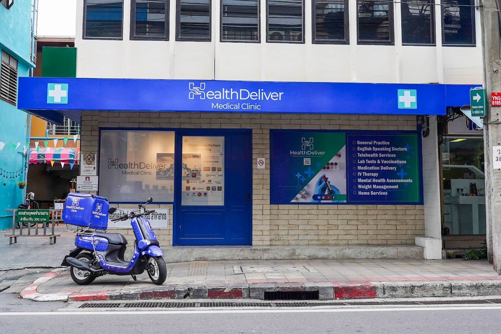 Shopfront of HealthDeliver Clinic Sathorn on Suan Phlu Road, Bangkok